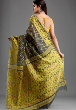 Jamdani Cotton Silk Saree in Grey