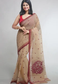 Jamdani Pure Cotton Saree in Beige