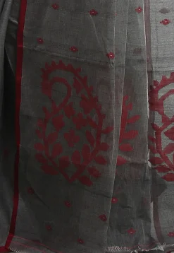 Jamdani Pure Cotton Saree in Grey