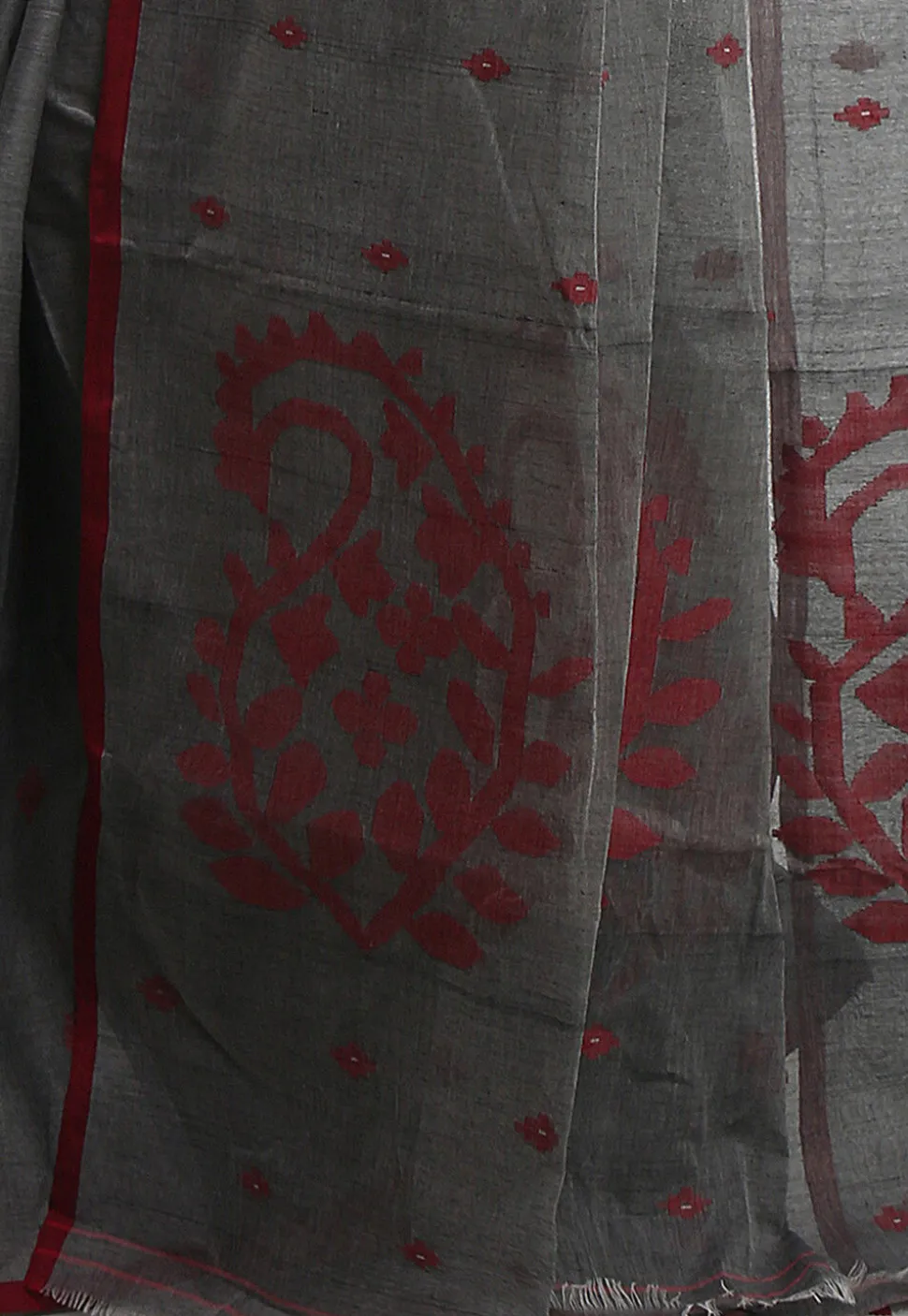 Jamdani Pure Cotton Saree in Grey