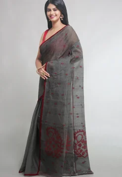 Jamdani Pure Cotton Saree in Grey