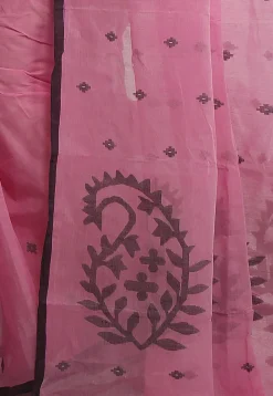 Jamdani Pure Cotton Saree in Pink
