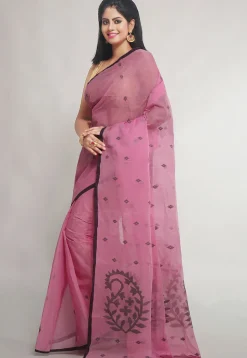 Jamdani Pure Cotton Saree in Pink