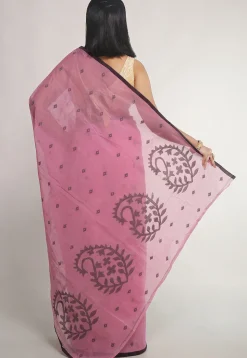 Jamdani Pure Cotton Saree in Pink