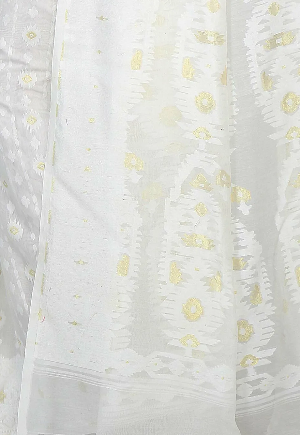 Jamdani Resham Silk Handloom Saree in White