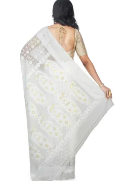 Jamdani Resham Silk Handloom Saree in White