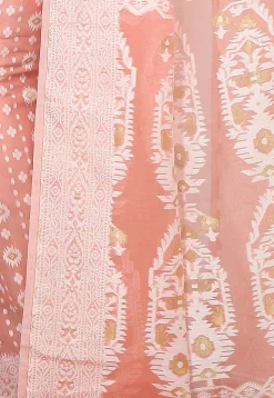 Jamdani Resham Silk Handloom Saree in Light Peach
