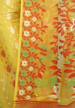 Jamdani Resham Silk Handloom Saree in Yellow