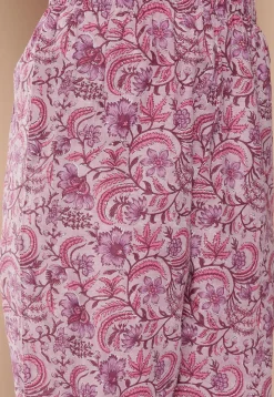 Kalamkari Printed Cotton A Line Suit in Dusty Pink