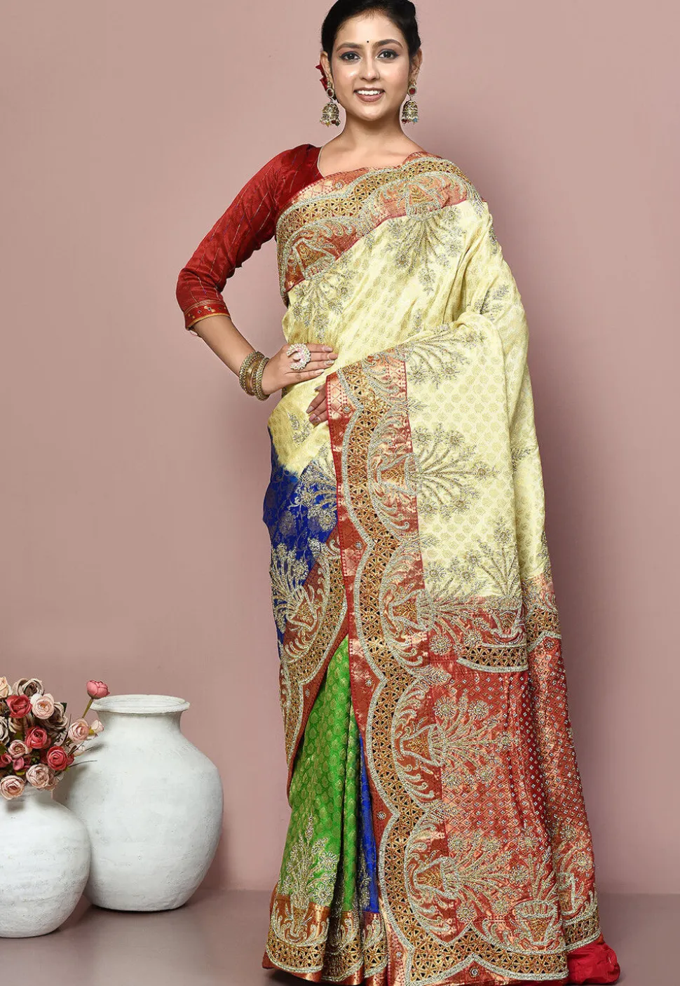 Kanchipuram Pure Silk Saree in Multicolor