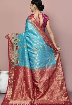 Kanchipuram Pure Silk Saree in Sky Blue