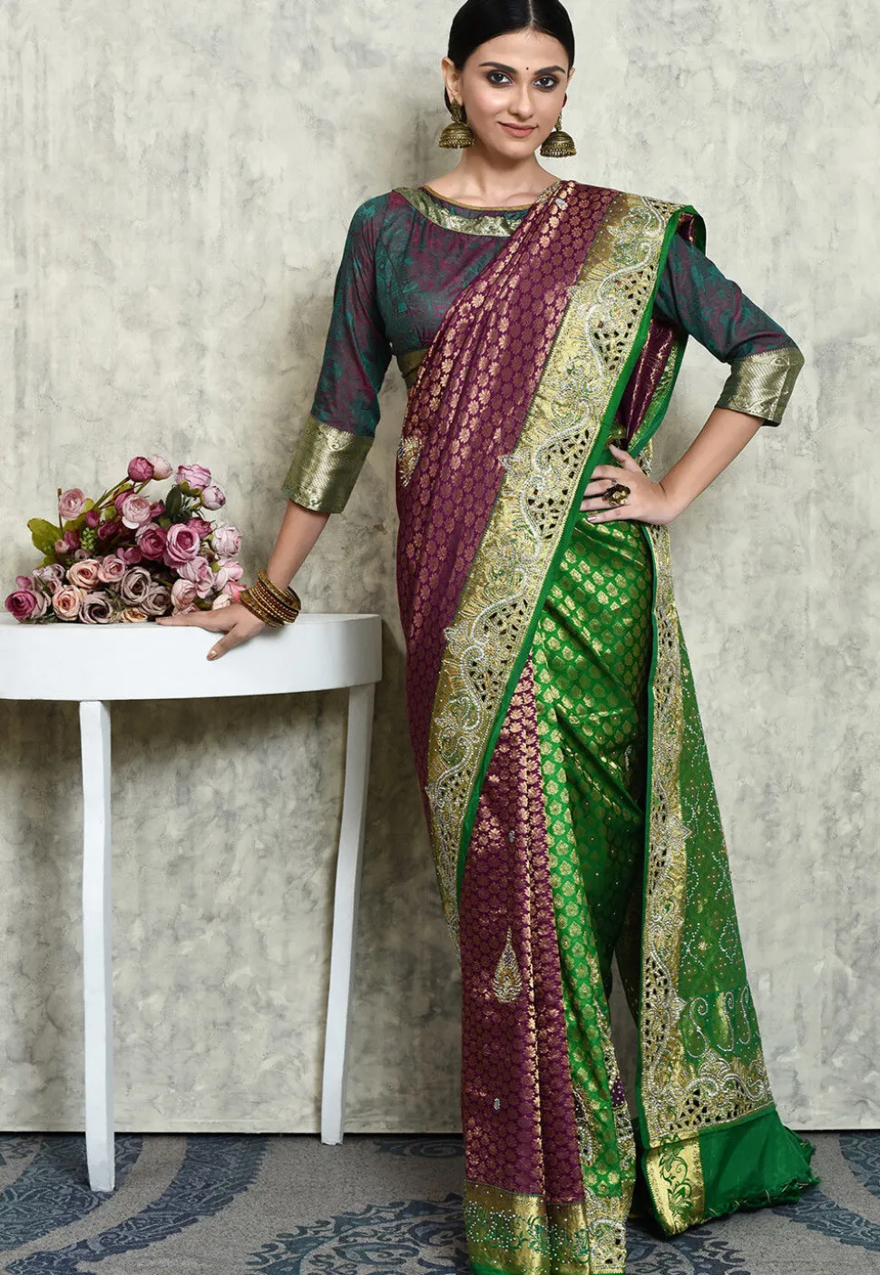 Kanchipuram Pure Silk Saree in Dark Purple