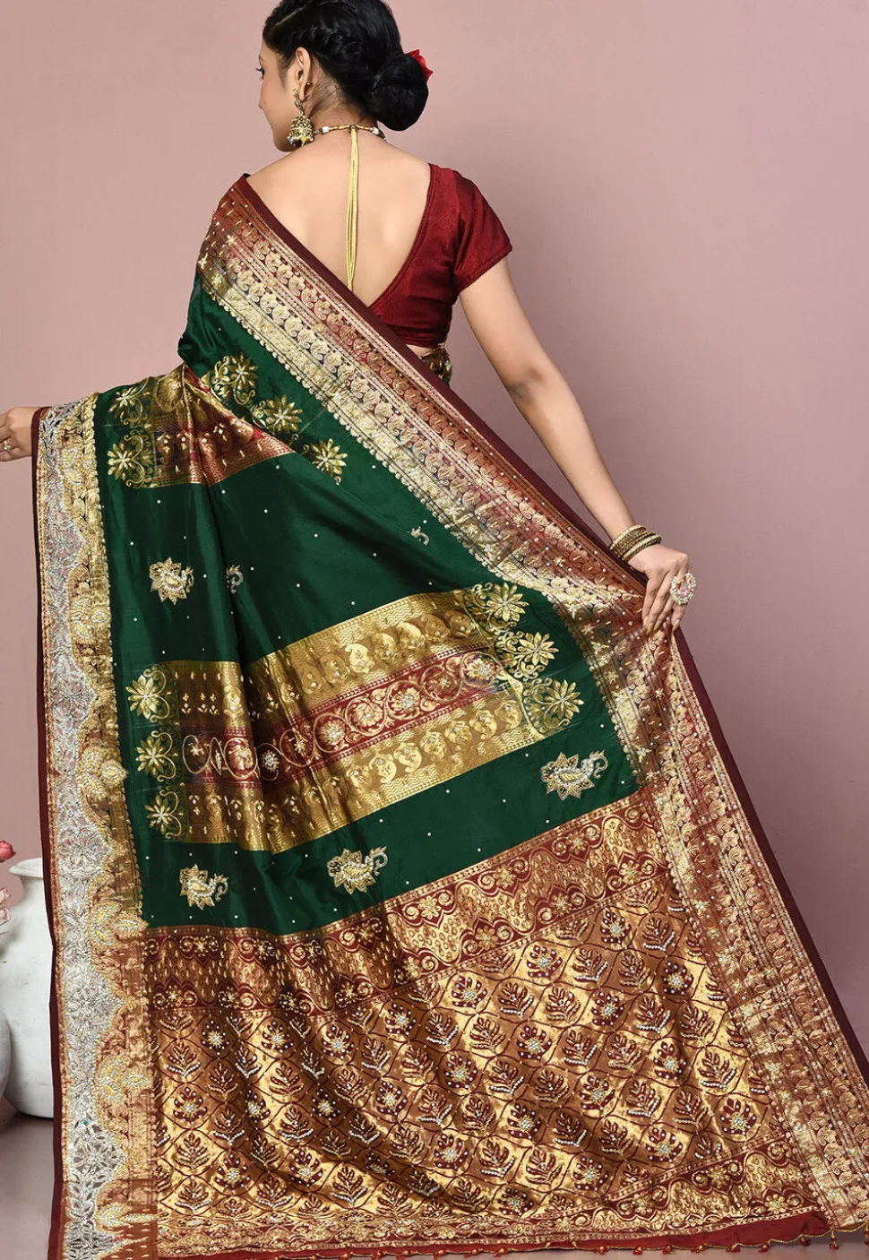 Kanchipuram Pure Silk Saree in Teal Green