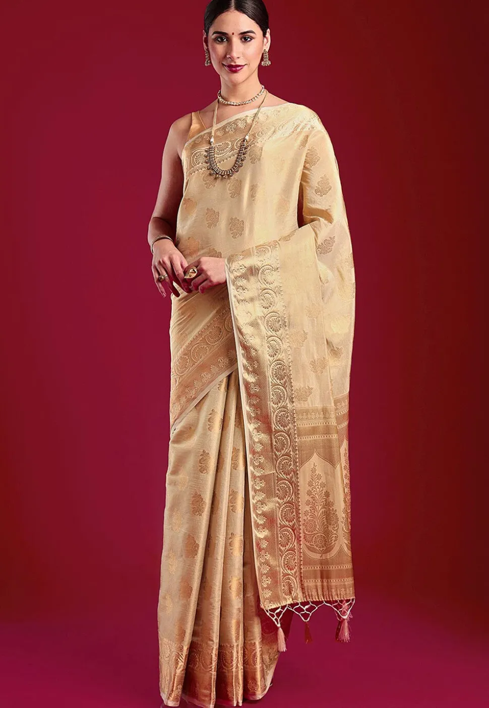 Kanchipuram Saree in Beige