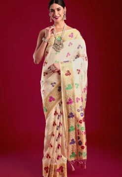 Kanchipuram Saree in Cream