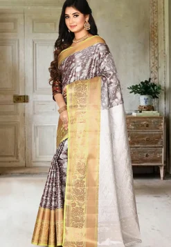 Kanchipuram Saree in Dark Brown