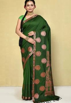 Kanchipuram Saree in Dark Green