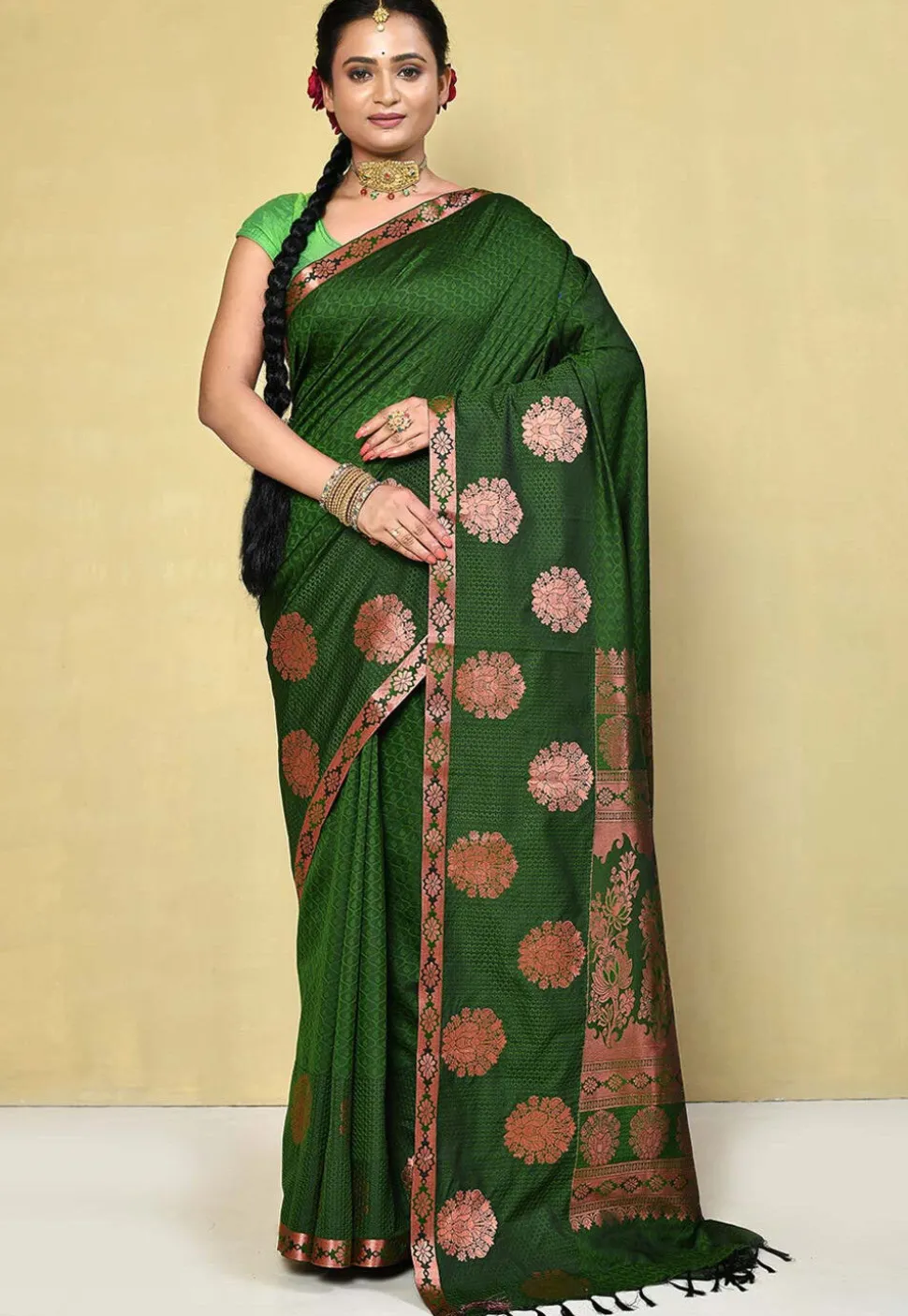 Kanchipuram Saree in Dark Green