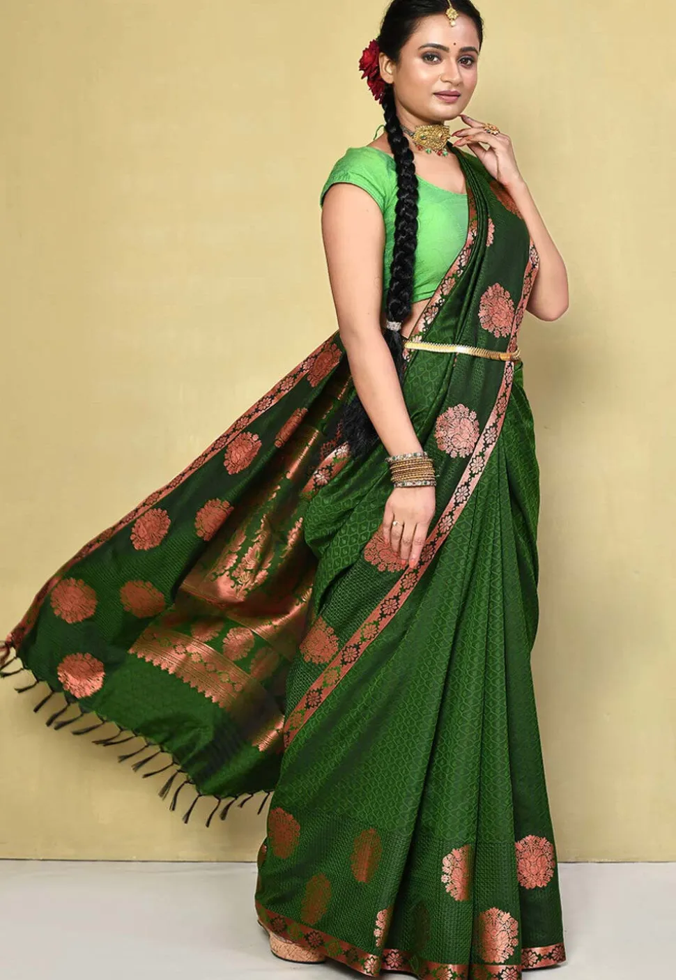 Kanchipuram Saree in Dark Green