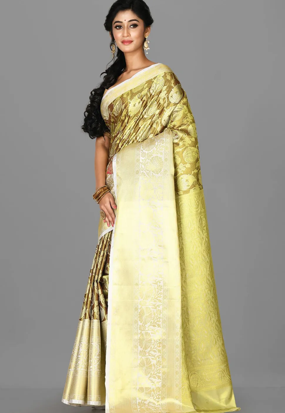 Kanchipuram Saree in Dark Brown