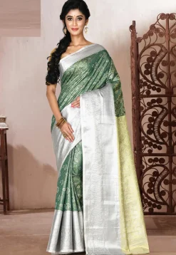 Kanchipuram Saree in Dark Teal Green