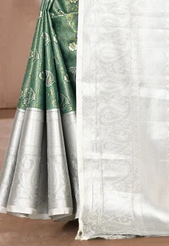 Kanchipuram Saree in Dark Teal Green