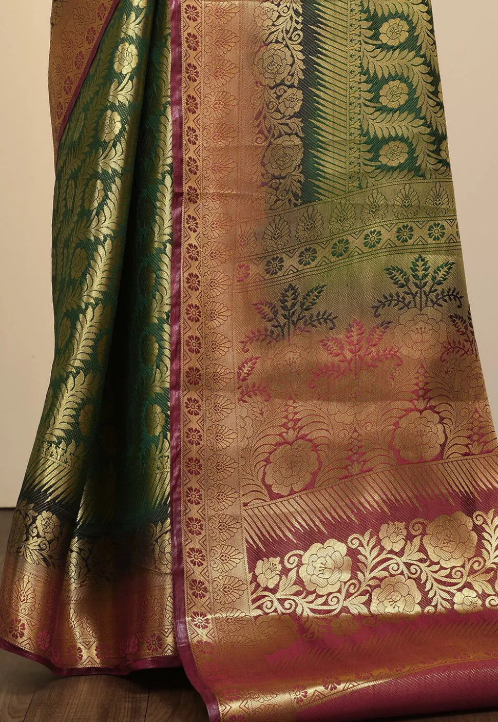 Kanchipuram Saree in Dark Green