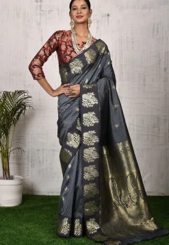 Kanchipuram Saree in Dark Grey
