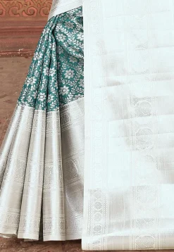 Kanchipuram Saree in Dark Teal Blue