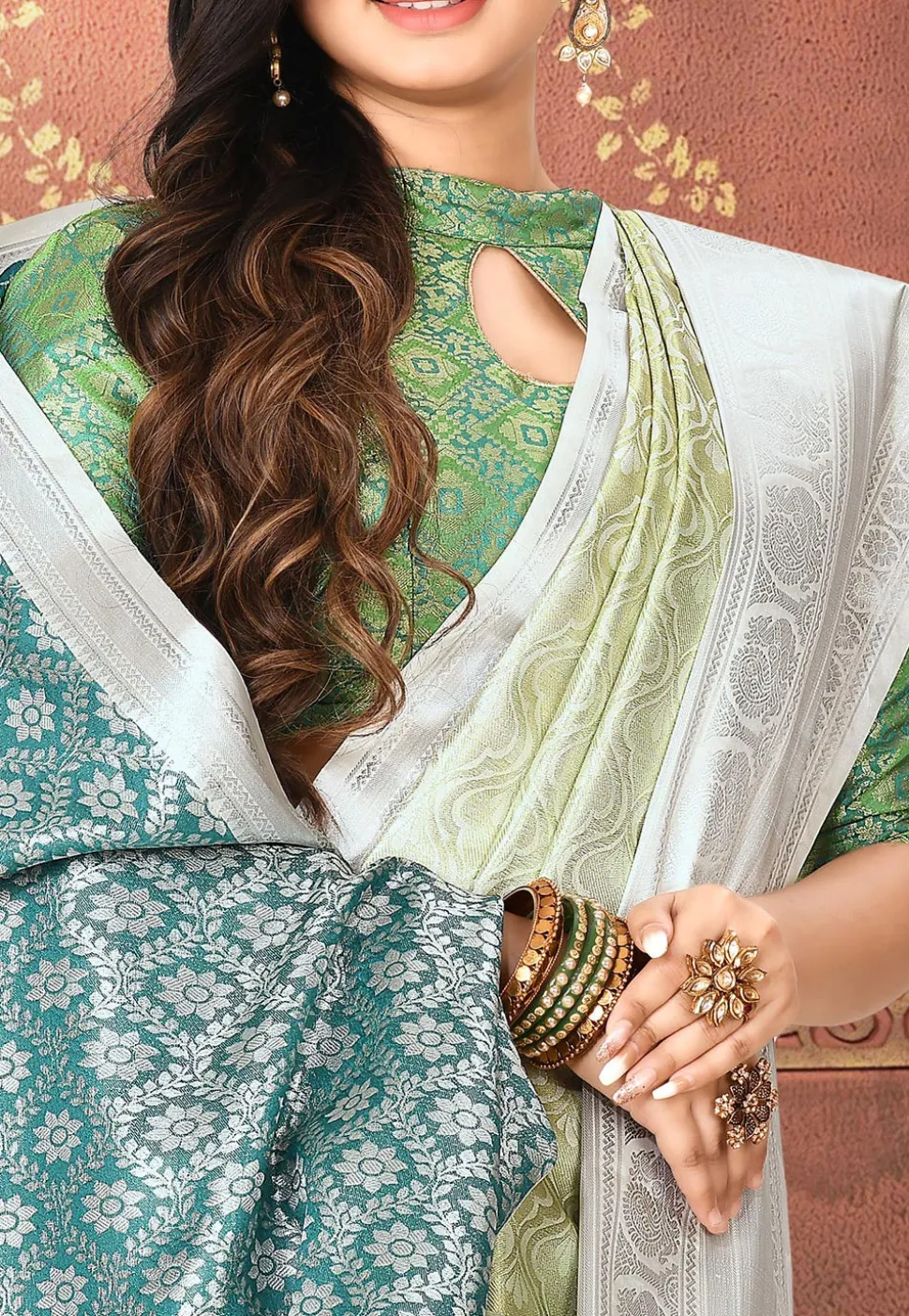 Kanchipuram Saree in Dark Teal Blue