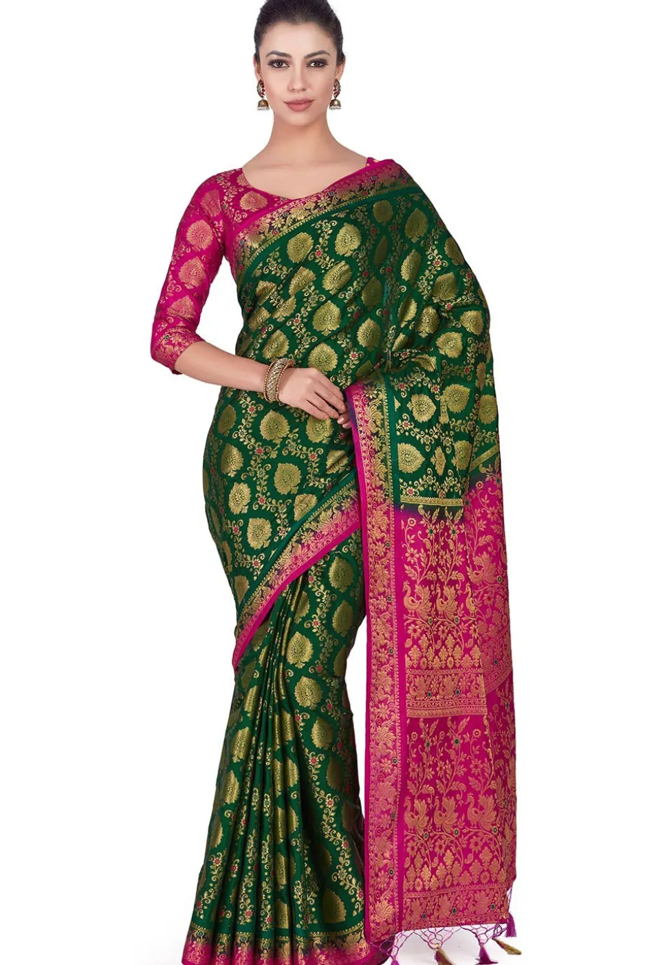 Kanchipuram Saree in Dark Green