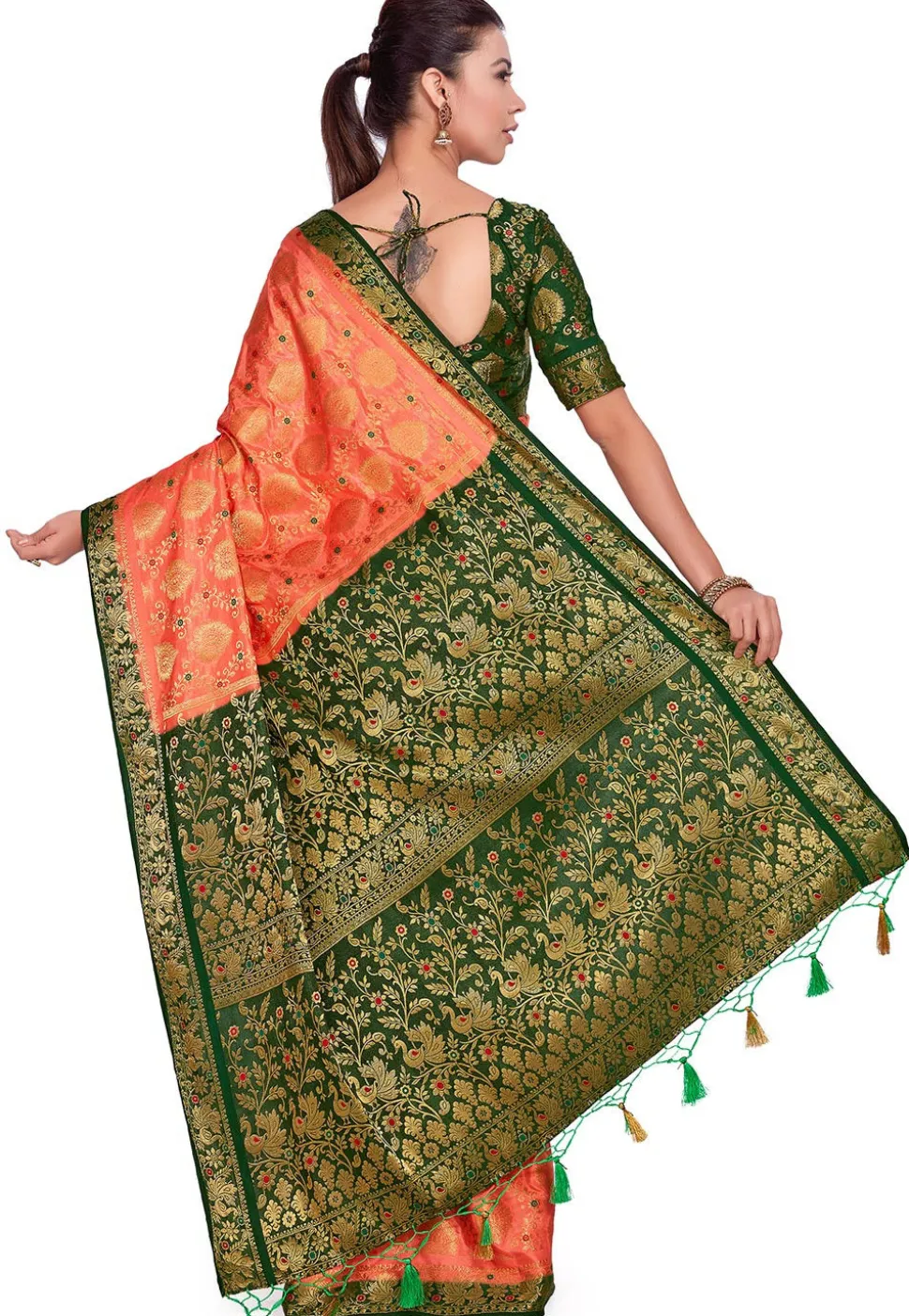 Kanchipuram Saree in Dark Peach