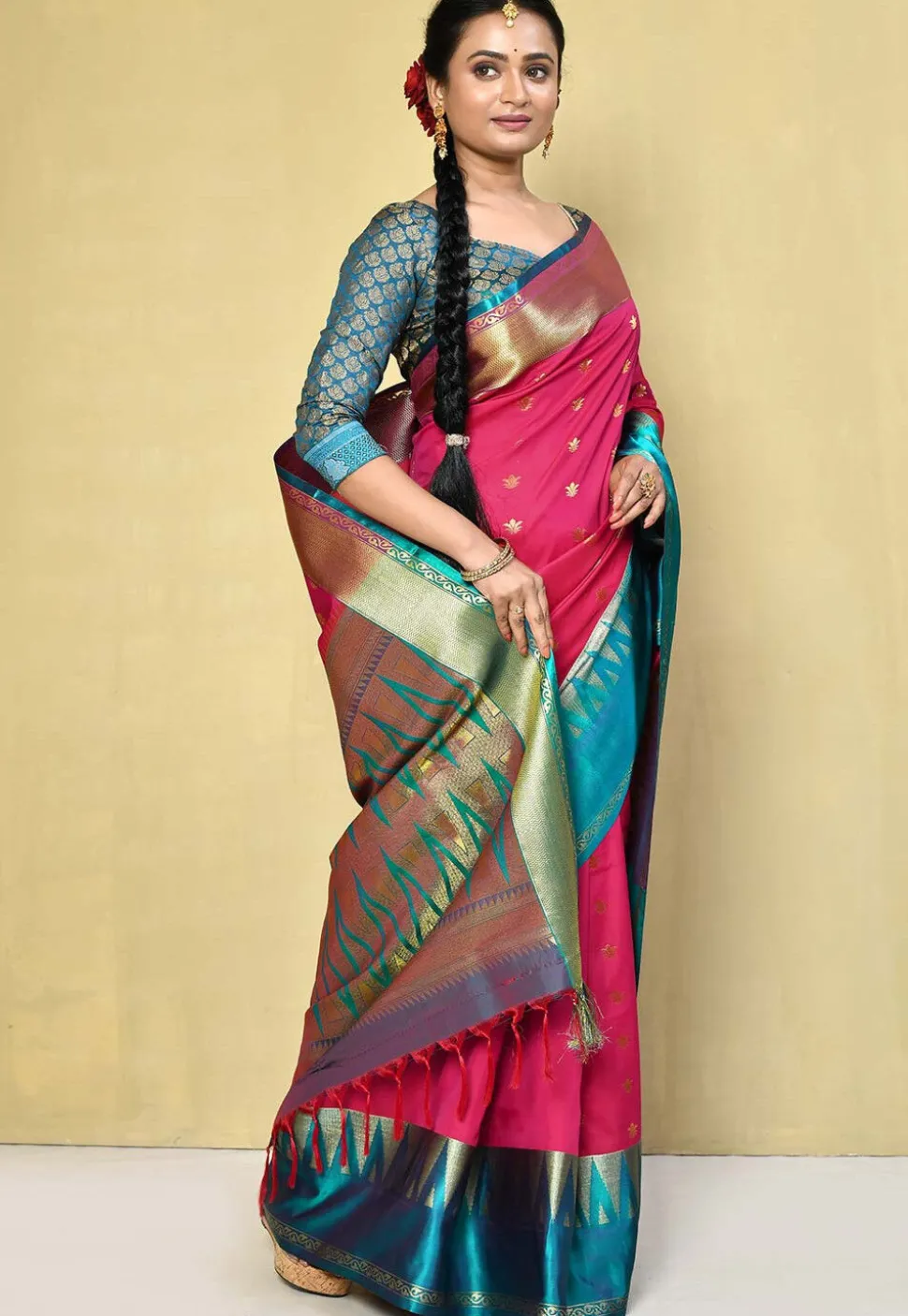 Kanchipuram Saree in Fuchsia