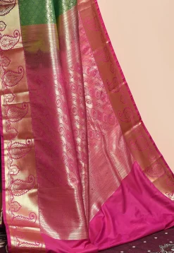 Kanchipuram Saree in Green and Golden