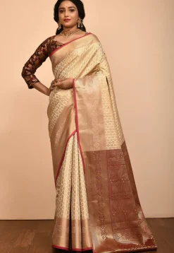Kanchipuram Saree in Light Beige