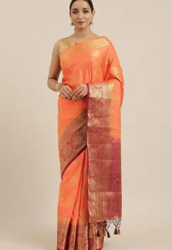 Kanchipuram Saree in Light Orange