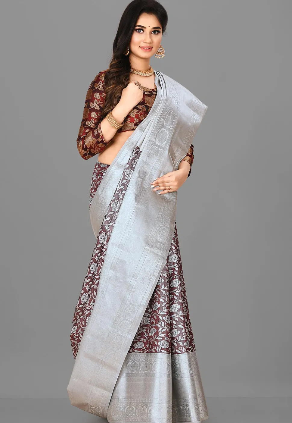 Kanchipuram Saree in Maroon