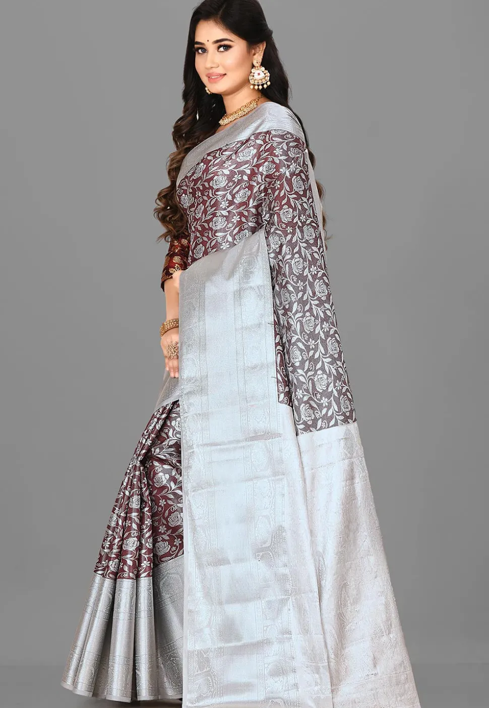 Kanchipuram Saree in Maroon