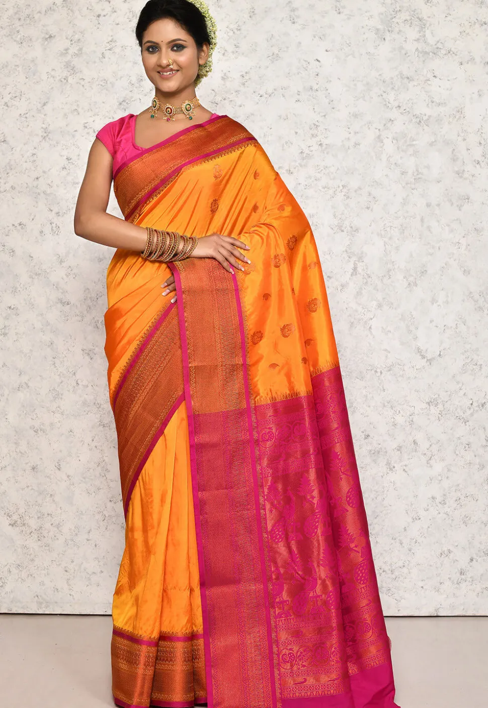 Kanchipuram Saree in Mustard