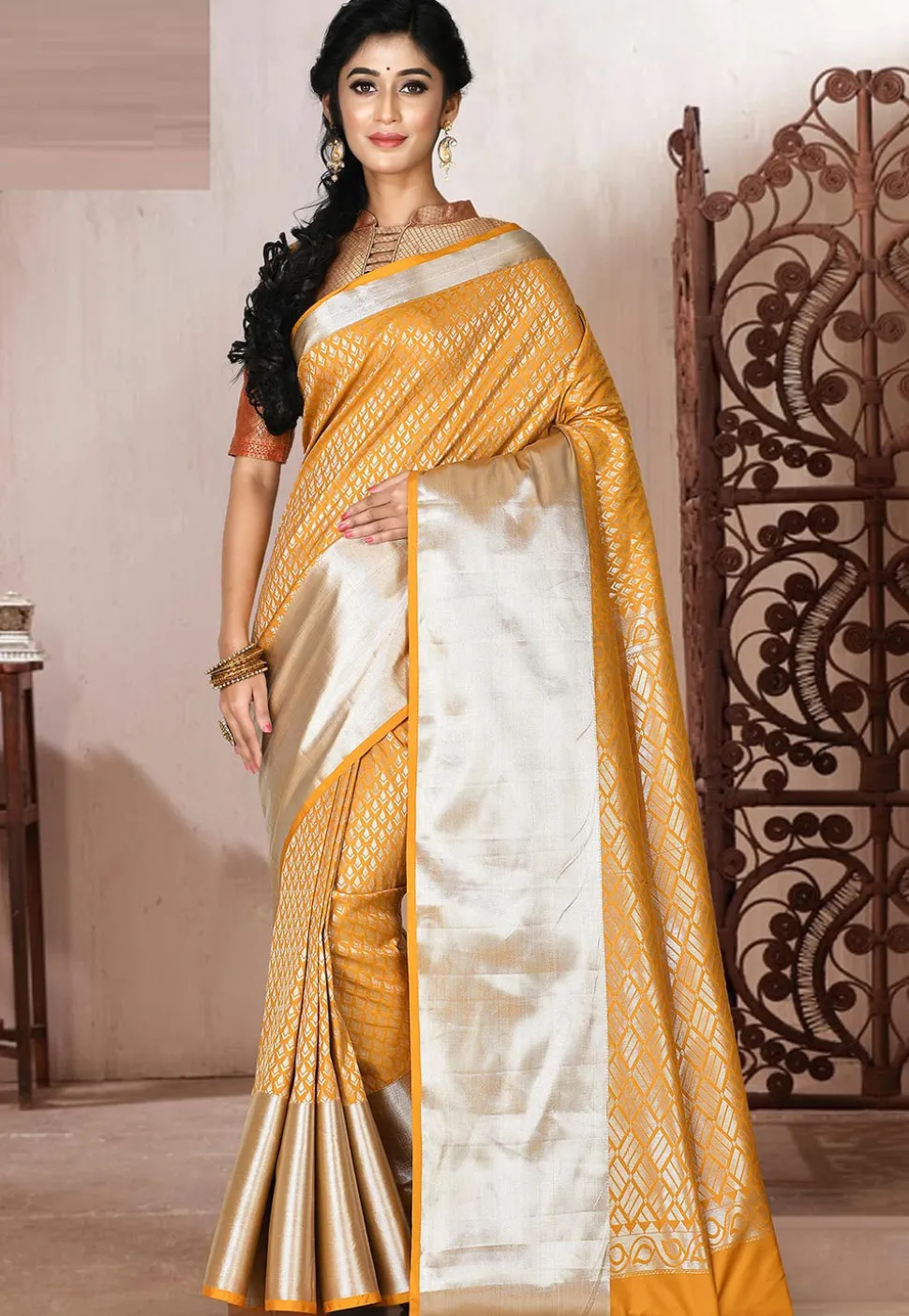 Kanchipuram Saree in Mustard