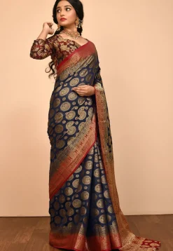 Kanchipuram Saree in Navy Blue