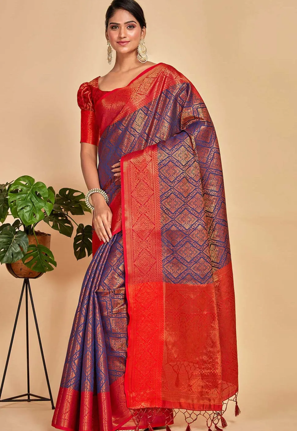 Kanchipuram Saree in Navy Blue