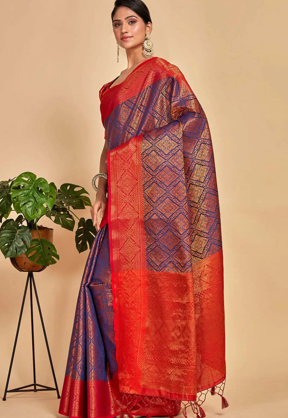 Kanchipuram Saree in Navy Blue