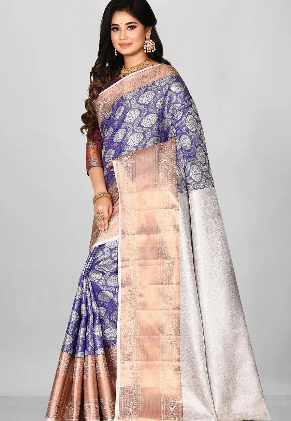 Kanchipuram Saree in Navy Blue