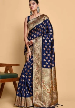 Kanchipuram Saree in Navy Blue