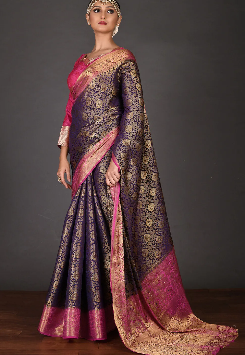 Kanchipuram Saree in Navy Blue