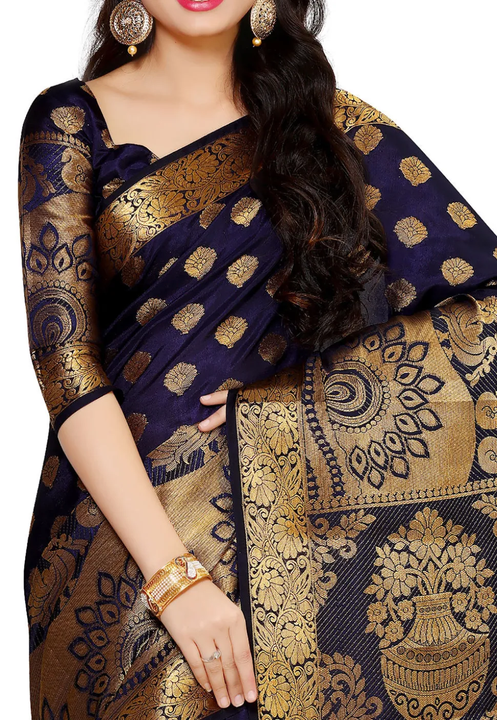 Kanchipuram Saree in Navy Blue