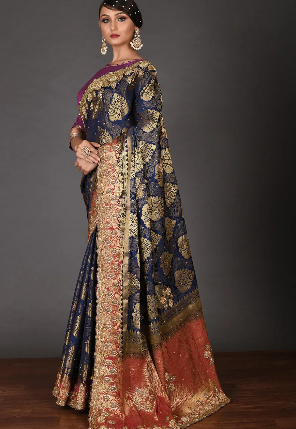 Kanchipuram Saree in Navy Blue