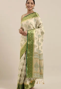 Kanchipuram Saree in Off White