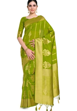 Kanchipuram Saree in Olive Green